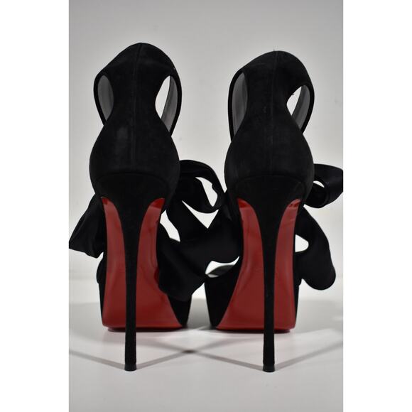 Christian Louboutin Torrida Alta 150 Black Silk Bow Platform Sandal Heel Pump 42 - Picture 11 of 12